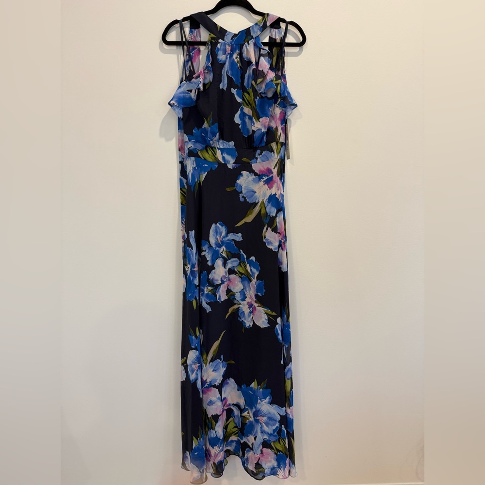 Eliza J Floral Chiffon Ruffled Halter Maxi Dress - Picture 5 of 7